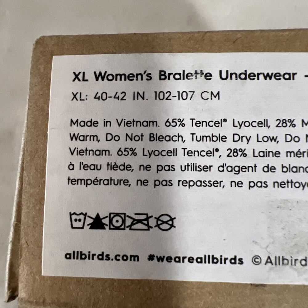 Allbirds Trino Bralette Womens XL Kaikoura White Merino Wool Eco Bra Wireless - Picture 4 of 4
